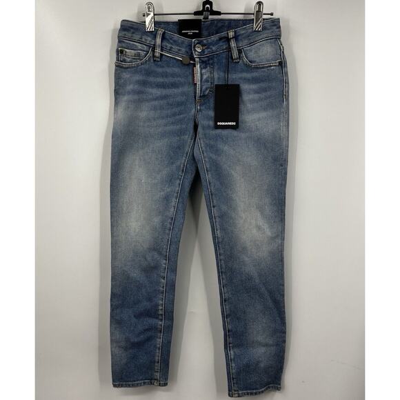 DSQUARED2 Denim - DSQUARED2 Jeans Womens Jennifer Cropped Low Rise‎ Blue Button Fly Size 38 4 6